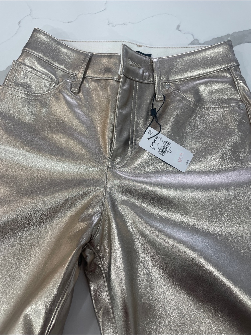 Express Metallic Gold Straight-Leg Jeans trousers